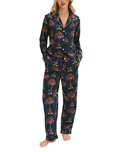 Desmond & Dempsey Soleia Printed Pajama Set In Black