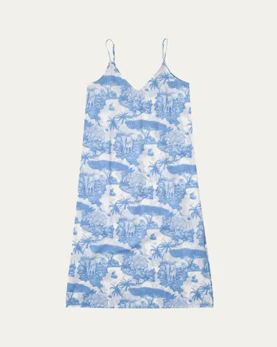 DESMOND & DEMPSEY TOILE-PRINT COTTON SLIP NIGHTIE