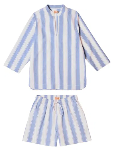 Desmond & Dempsey Women's Boat Striped Short Pajama Set In Blue