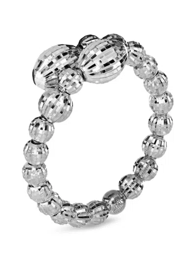 Desmos Crystal 交叉珠饰戒指 In Silver