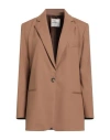 Despiral Woman Blazer Camel Size 6 Polyester, Viscose, Elastane