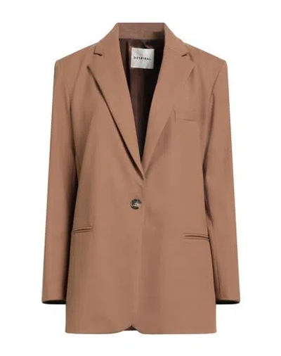 Despiral Woman Blazer Camel Size 6 Polyester, Viscose, Elastane