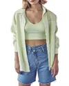 Dessin Studio Shirred Crinkled Button-up Shirt In Green In Green