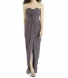 Dessy Chiffon Twist Gown In Stormy In Brown