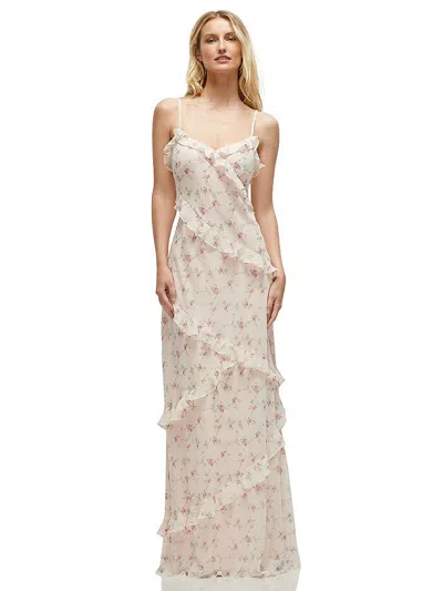 Dessy Collection Asymmetrical Ruffle Chiffon Bias Slip Maxi Dress