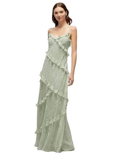 Dessy Collection Asymmetrical Ruffle Chiffon Bias Slip Maxi Dress