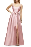 Dessy Collection Bow Satin Twill Gown