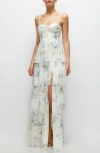 Dessy Collection Bustier Evening Gown In Bleu Garden Print