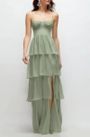 Dessy Collection Bustier Evening Gown In Sage