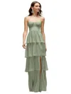 Dessy Collection Bustier-style Chiffon Tiered Ruffle Maxi Dress With Adjustable Straps