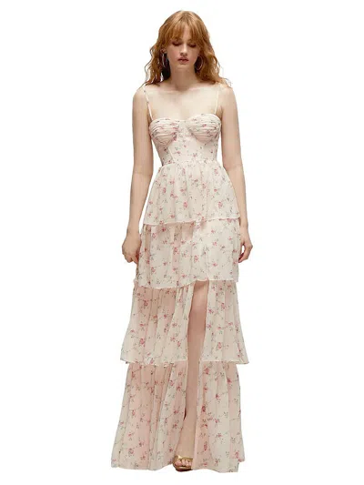 Dessy Collection Bustier-style Chiffon Tiered Ruffle Maxi Dress With Adjustable Straps
