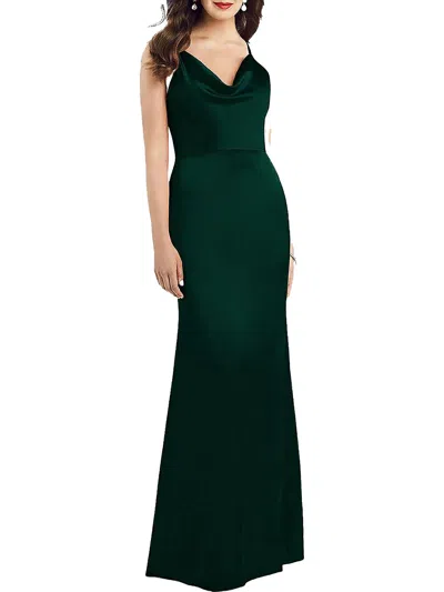 Dessy Collection By Vivian Diamond Womens Satin Cowlneck Evening Dress In Green