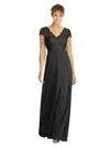 Dessy Collection Cap Sleeve Illusion-back Lace And Chiffon Dress In Black