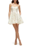 Dessy Collection Cat Eye Jacquard Corset Minidress In Ivory Gold Rosette