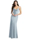 Dessy Collection Cowl-neck Criss Cross Back Slip Dress