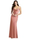 Dessy Collection Dessy Colleciton Cowl Neck Charmeuse Trumpet Gown In Pink