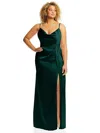 Dessy Collection Cowl-neck Draped Wrap Maxi Dress With Front Slit