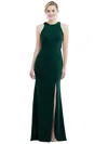 Dessy Collection Cutout Open-back Halter Maxi Dress With Scarf Tie In Green