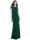 DESSY COLLECTION DRAPED BACKLESS CREPE DRESS WITH POCKETS