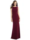 Dessy Collection Draped Backless Crepe Dress With Pockets In Cabernet