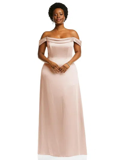 Dessy Collection Draped Pleat Off-the-shoulder Maxi Dress In Pink