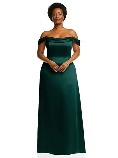 Dessy Collection Draped Pleat Off-the-shoulder Maxi Dress In Green