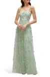 Dessy Collection Floral Embroidered Gown In Celadon