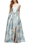 Dessy Collection Floral Satin Twill Gown