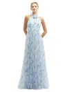 Dessy Collection Floral Print Tulle Gown