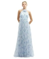 Dessy Collection Floral Print Tulle Gown In Mist Garden