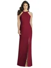 Dessy Collection Cutaway Shoulder Crepe Column Gown