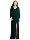 Dessy Collection Long Puff Sleeve V-neck Trumpet Gown In Multi