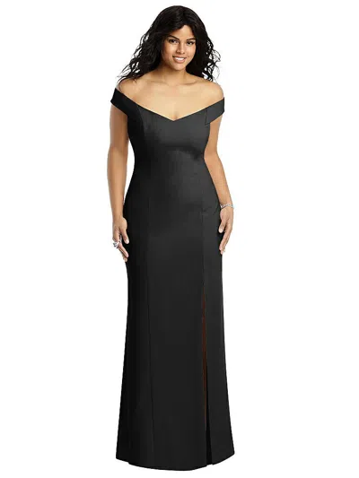 Dessy Collection Off-the-shoulder Criss Cross Back Trumpet Gown In Black
