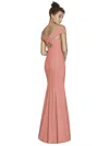 DESSY COLLECTION OFF-THE-SHOULDER CRISS CROSS BACK TRUMPET GOWN