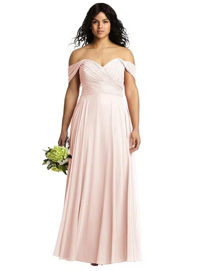 Dessy Collection Off-the-shoulder Draped Chiffon Maxi Dress In Pink