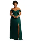 Dessy Collection Off-the-shoulder Flounce Sleeve Empire Waist Gown With Front Slit