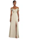 Dessy Collection Off-the-shoulder Flounce-sleeve Gown In White