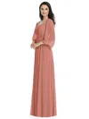 Dessy Collection Off-the-shoulder Puff Sleeve Maxi Dress With Front Slit