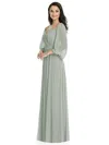 Dessy Collection Off-the-shoulder Puff Sleeve Maxi Dress With Front Slit