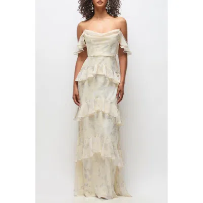 Dessy Collection Olivia Tiered Ruffle Chiffon Gown In White