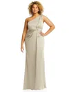Dessy Collection One-shoulder Draped Twist Empire Waist Trumpet Gown
