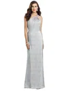 Dessy Collection One-shoulder Twist Metallic Trumpet Gown In Silver