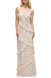 Dessy Collection Ruffle Slip Maxi Dress In Coquette Floral Print
