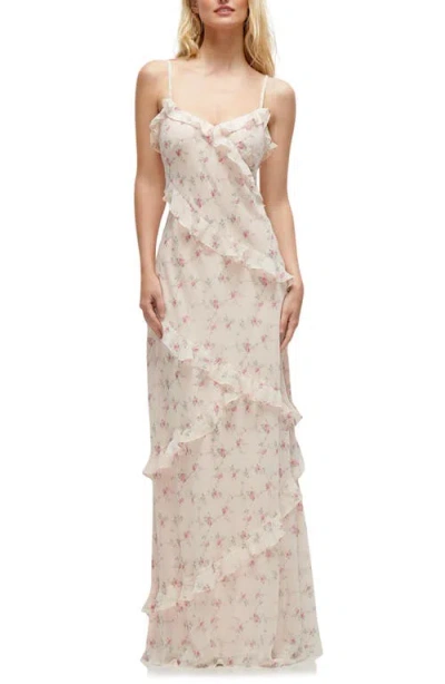 Dessy Collection Ruffle Slip Maxi Dress In Coquette Floral Print