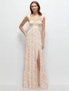 Dessy Collection Ruffle Strap Chiffon Bustier Maxi Dress With Ruffle Hem A-line Skirt