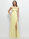Dessy Collection Ruffle Strap Chiffon Bustier Maxi Dress With Ruffle Hem A-line Skirt