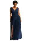 Dessy Collection Sleeveless Draped Chiffon Maxi Dress With Front Slit