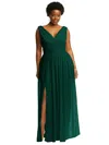 Dessy Collection Sleeveless Draped Chiffon Maxi Dress With Front Slit