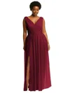 Dessy Collection Sleeveless Draped Chiffon Maxi Dress With Front Slit