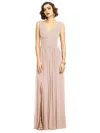 DESSY COLLECTION SLEEVELESS DRAPED CHIFFON MAXI DRESS WITH FRONT SLIT